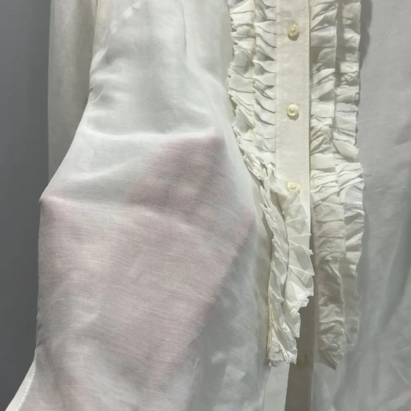 Banana Republic Long Sleeve Button Down Ivory Shirt Blouse with Ruffles size S - Picture 7 of 7